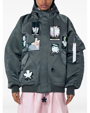 Cecilie Bahnsen X Alpha X Cb N-2B Floral-Appliqué Bomber Jacket - Grey