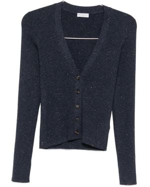 Brunello Cucinelli Ribbed-Knit Sequin-Embellished Cardigan - Blue