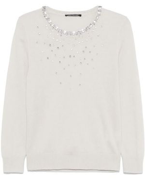 Luisa Cerano Rhinestoned Sweater - White