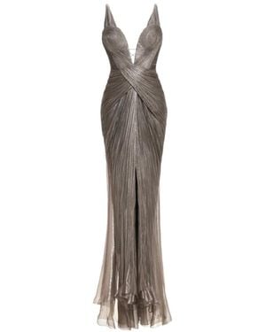 Maria Lucia Hohan Corinna Pleated Silk-Blend Maxi Dress - Grey