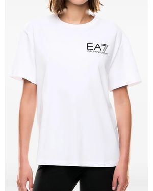 EA7 Logo-Print Crew-Neck T-Shirt - White