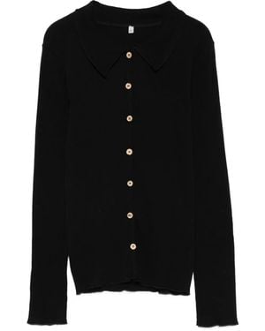 Baserange Cardigan A Coste - Nero