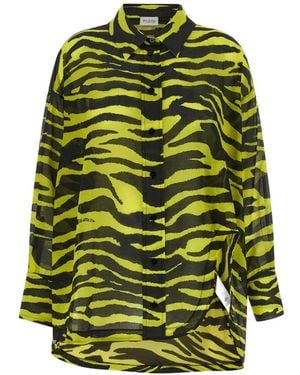 The Attico Il Primo Bagno Animal-Print Cotton Shirt - Green
