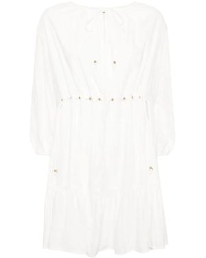 B+ AB Bead-Embellished Cotton Dress - White