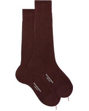 SCAROSSO Ribbed Ankle Socks - Brown