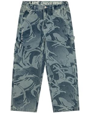 Aape By A Bathing Ape Aapeunvs Graphic Jeans - Blue