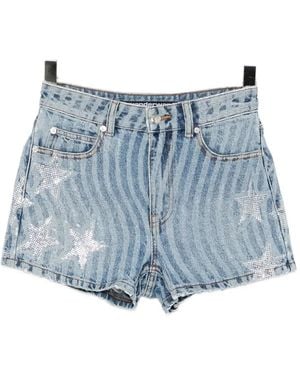 Alexander Wang Star-Embellished Denim Shorts - Blue