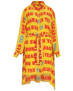 Amir Slama Vestido Camisero Corto Con Cinturón - Amarillo