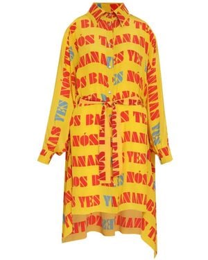 Amir Slama Belted Printed Shirt Mini Dress - Yellow