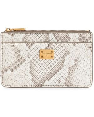 Dolce & Gabbana Kartenetui Aus Pythonleder - Weiß