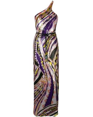 PUCCI Sequin Embroidered Silk Maxi Dress - Purple