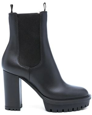 Gianvito Rossi Platform Leather Chelsea Boots - Black