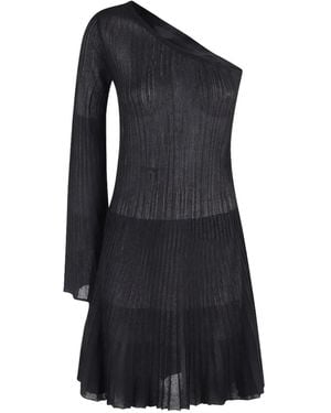FEDERICA TOSI One-Shoulder Ribbed Mini Dress - Black
