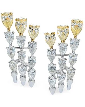 Azzaro Boucles D'Oreilles Three Row Teardrop En Or Blanc 18Ct Pavées De Diamants