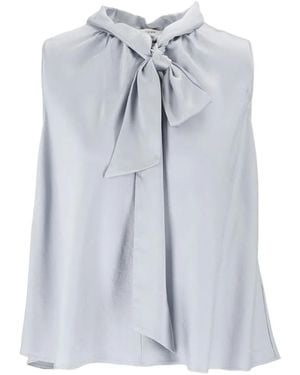 forte_forte Top Sin Mangas Con Cuello Con Lazo - Azul