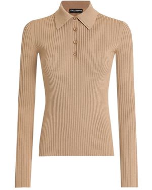 Dolce & Gabbana Geripptes Poloshirt - Natur