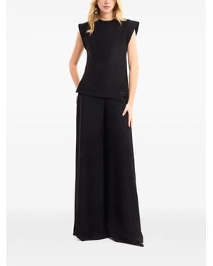 Gemy Maalouf Padded-Shoulder Asymmetric Sleeveless Blouse - Black