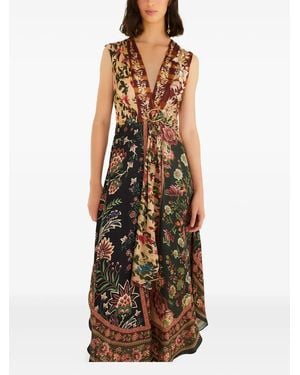 FARM Rio Floral Print Belted Maxi Dress - Black