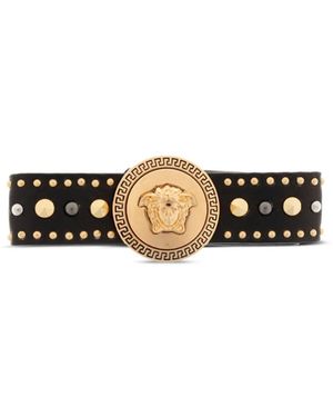 Versace Medusa Studded Leather Hair Clip - White