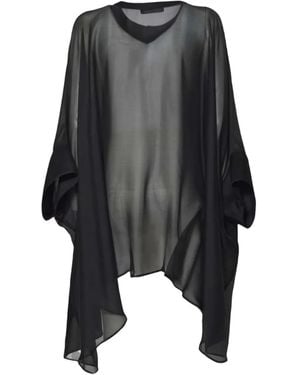 Mirco Giovannini Asymmetric Chiffon Blouse - Black