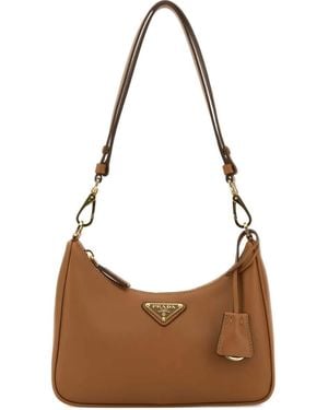 Prada レザーショルダーバッグ - ブラウン