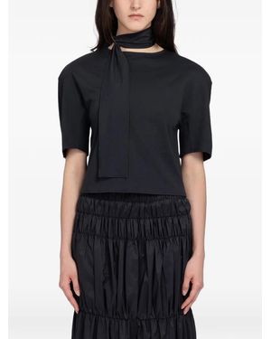Amomento Padded Tie-Neck T-Shirt - Black