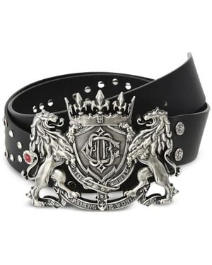 BIRTH OF ROYAL CHILD Embellished Lions-Buckle Belt - White