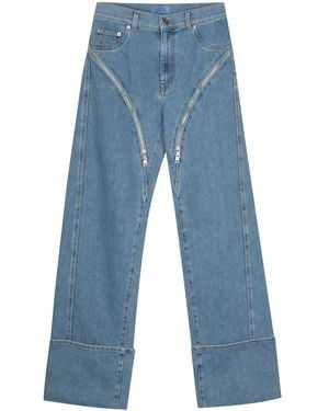 Mugler Zipped Wide-Leg Jeans - Blue