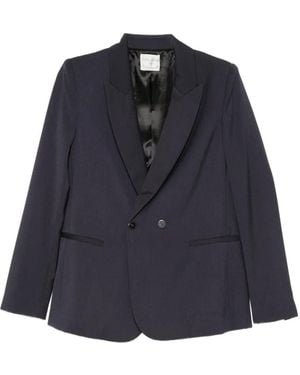 forte_forte Double-Breasted Peak-Lapel Blazer - Blue