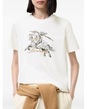 Burberry Etched Knight Cotton T-Shirt - White