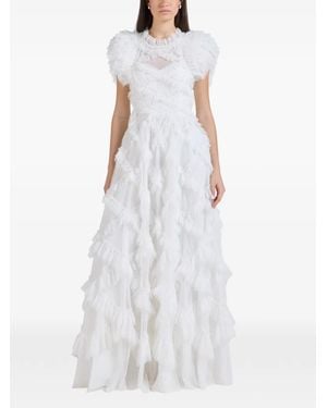 Needle & Thread Genevieve Ruffled-Details Maxi Dress - White