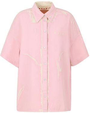 Marni Short Sleeved Denim Shirt - Pink