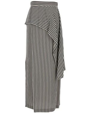 Tela Striped Midi Skirt - Gray
