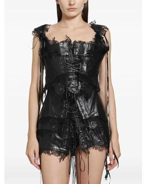 DREAMING ELI Intellectual Libertine Lace-Trimmed Mini Corset - Black