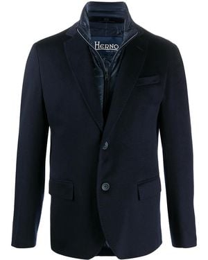 Herno Padded-Detail Single-Breasted Blazer - Blue