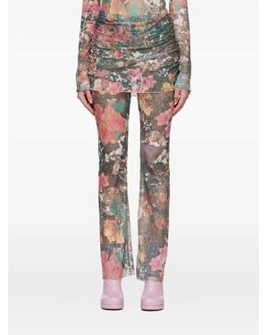 Rave Review Floral-Motif Layered Trousers - Green