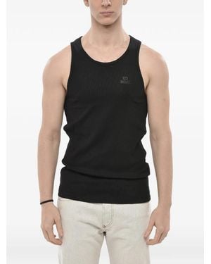 DIESEL Ribbed Logo-Print Tank Top - Black