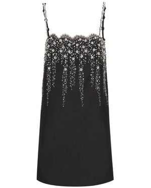 Valentino Garavani Crystal-Embellished Lace-Trim Dress - Black