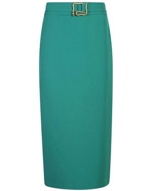 Just Cavalli Snake-Buckle Pencil Skirt - Green