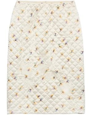 Prada Floral Quilted Mini Skirt - Natural