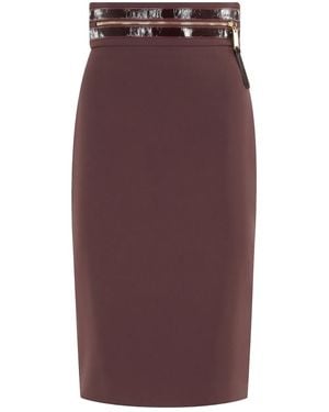 Elisabetta Franchi Zip-Trimmed Skirt - Purple