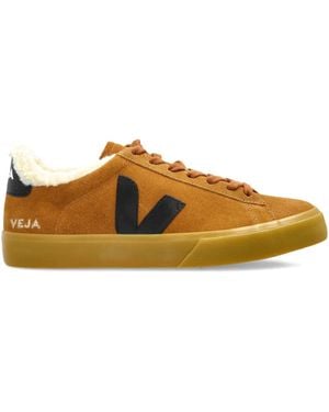 Veja Suede Leather V-Logo Trainers - Brown