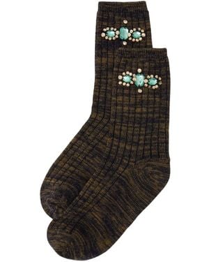 Pinko Gerippte Socken Mit Schmucksteinen - Schwarz