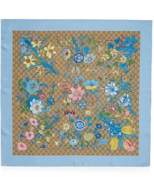 Gucci Schal Mit Flora-Print - Blau