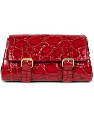 Dries Van Noten Buckle Leather Shoulder Bag - Red