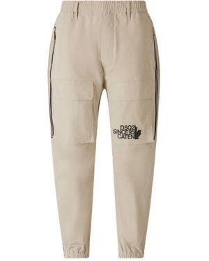 DSquared² Logo-Print Track Trousers - Natural