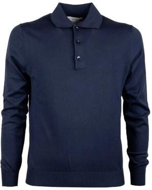 Malo Buttoned Long-Sleeve Polo Shirt - Blue