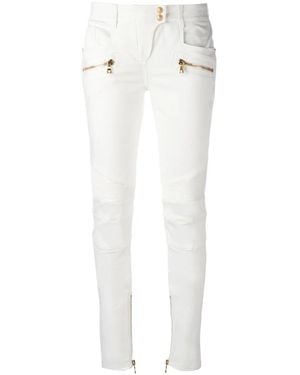 Balmain Skinny-Bikerhose - Weiß