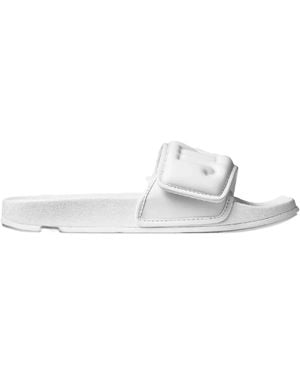 Jimmy Choo Fitz Logo-Strap Slides - White