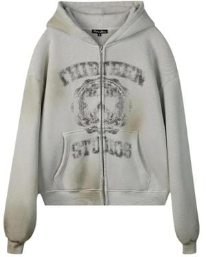 THIRTEENTH STUDIO Hoodie Zippé University À Logo Imprimé - Grey